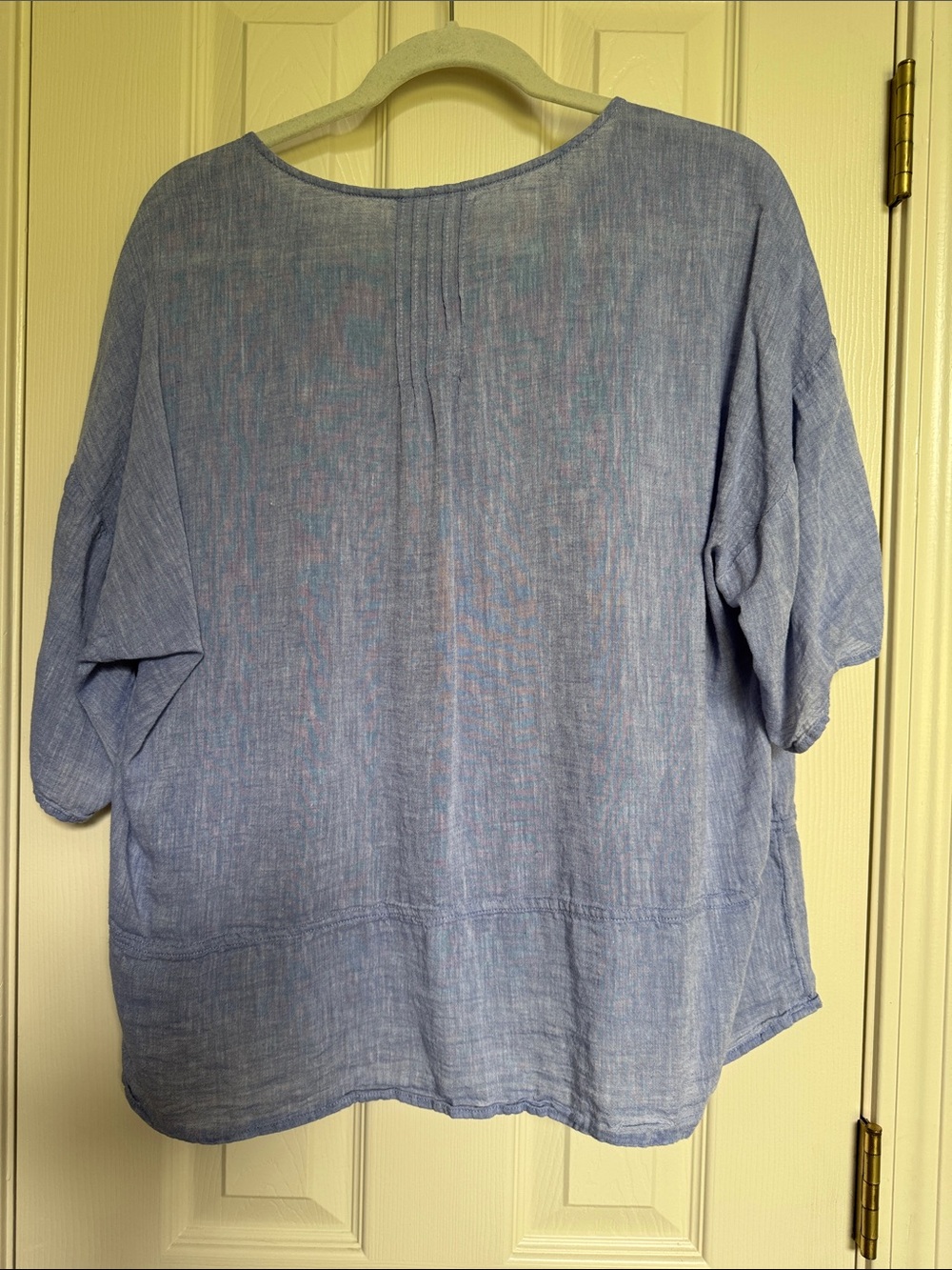 J. Jill Light Blue Linen-Blend Relaxed Scoop Neck Top - Picture 6 of 7
